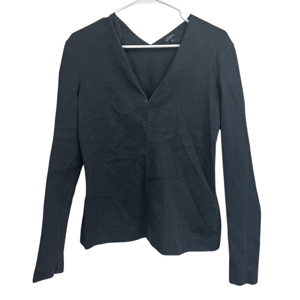 Kate Spade Saturday Black V-Neck Women's Top Medium - Picture 1 of 8